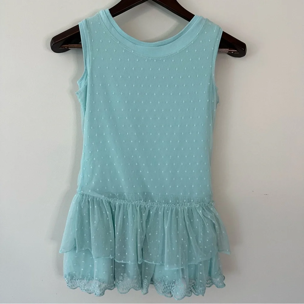 American Girl Truly Me Spring Breeze Dress Girls Size 10 Aqua Mesh Ruffle - Picture 6 of 14